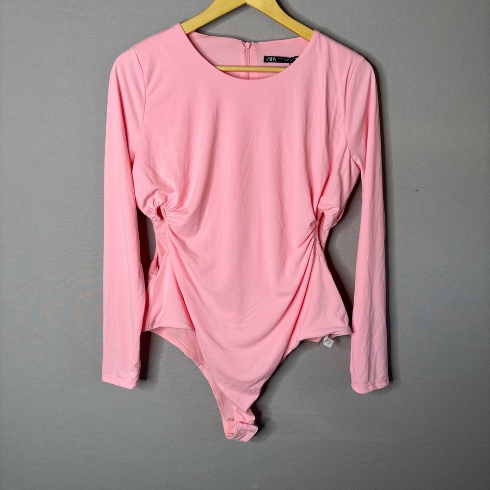 Zara Soft Pink Ruched Bodysuit